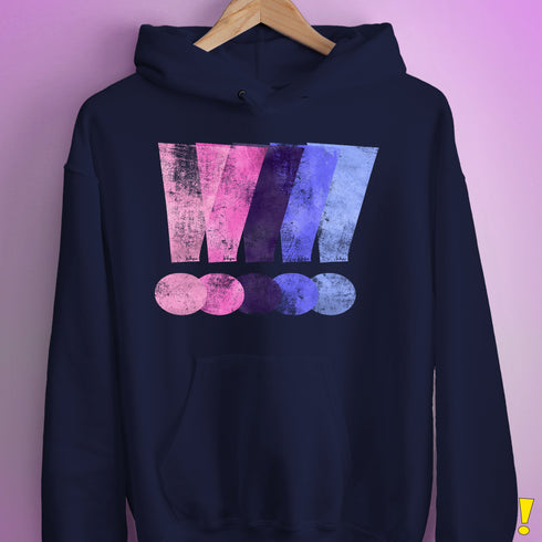 Distressed Omnisexual Pride Exclamation Points Hoodie - Navy
